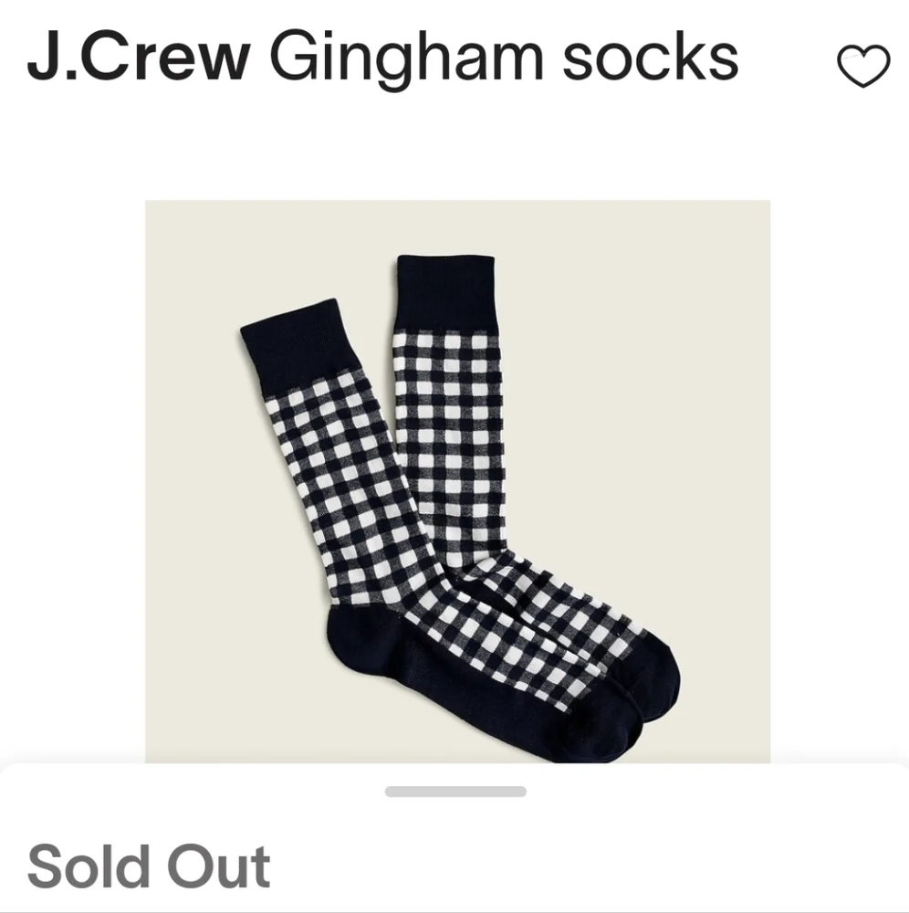 J.CREW GINGHAM CREW SOCKS NAVY/WHITE BNWT SO 1 Left